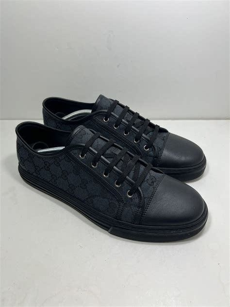 gucci gg canvas low grey black|Men's GG Screener sneaker in black GG canvas .